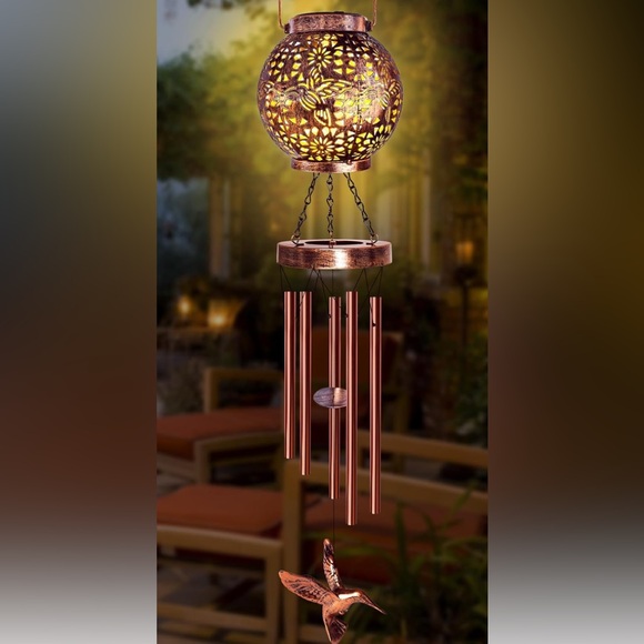 Wind Chimes for Outside, Windchimes Outdoors Hummingbird Solar Lantern - Picture 2 of 7